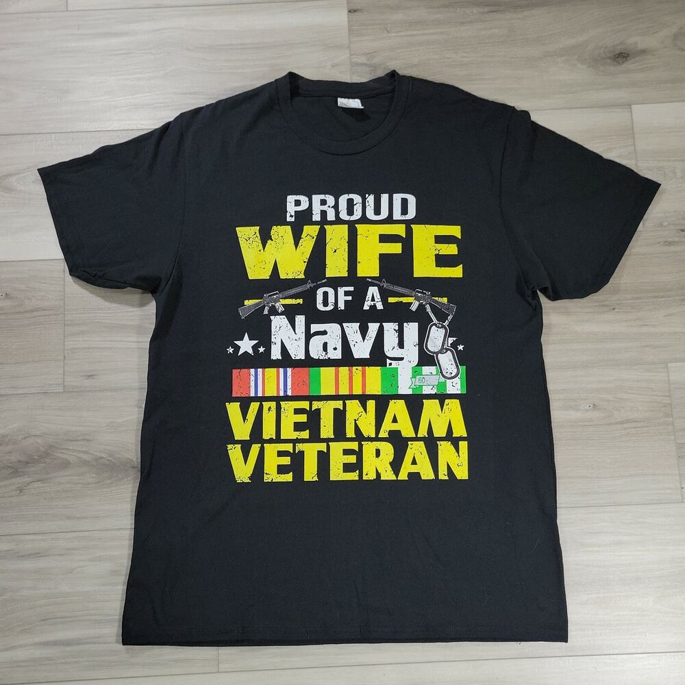Vietnam Veteran Graphic T-Shirt Men's Large Black Short Sleeve